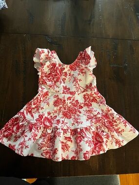 Janie and Jack White Dress with Red Floral Print